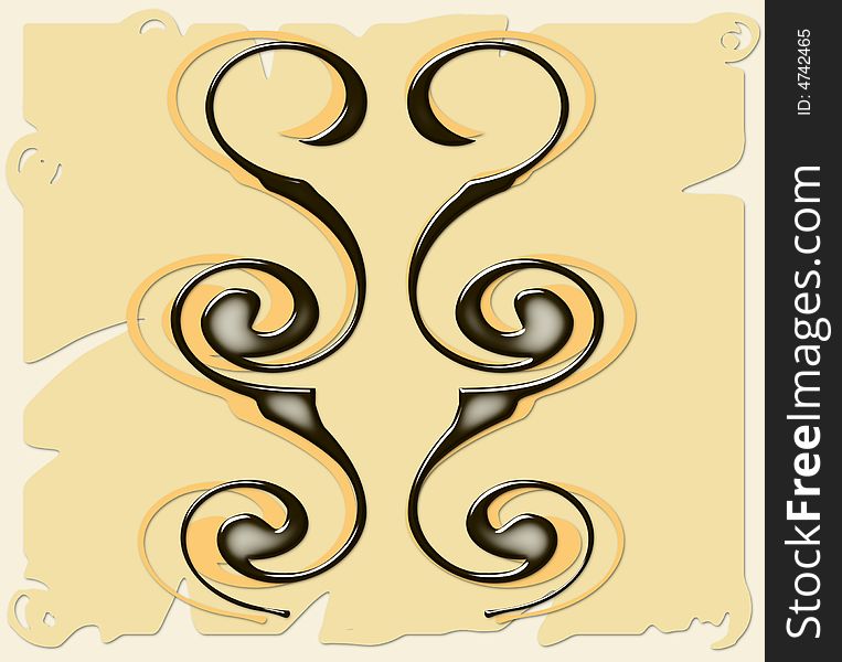 Twirly design with balanced and beautifully stylized shapes.