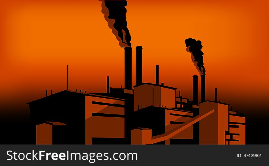 Group of Factories in the sunset. Group of Factories in the sunset