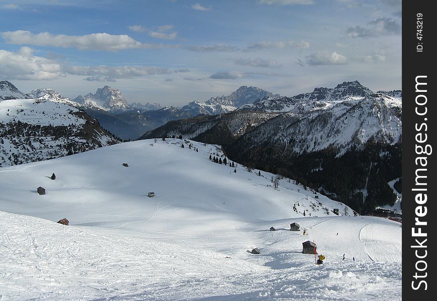 Winter landscape near Arabba ski resort. Winter landscape near Arabba ski resort