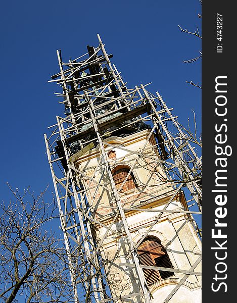 A view with a church repairing