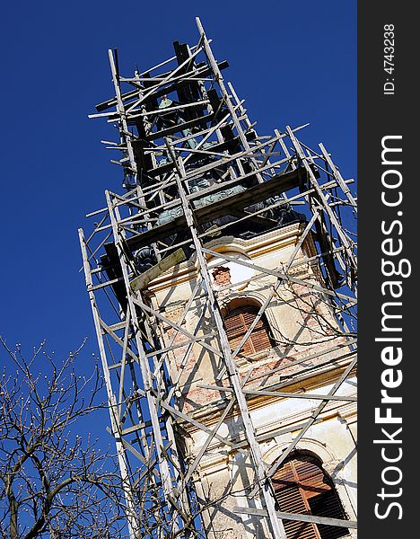 A view with a church repairing