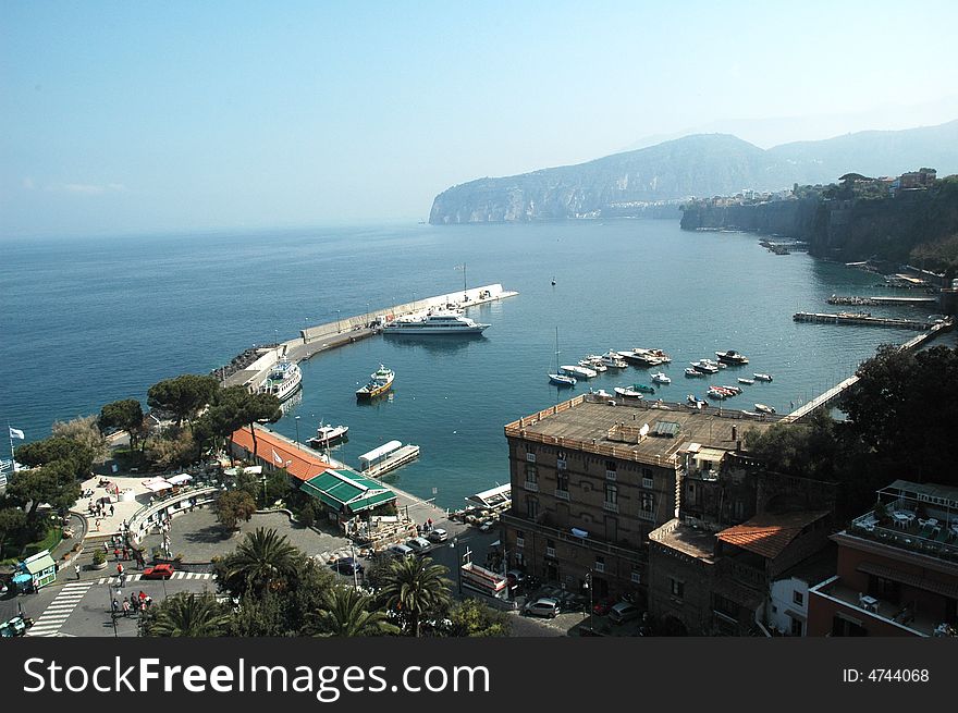View of Italian Estates and Yachts on Coast of Capri