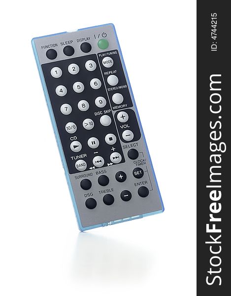 Flat remote standing on white background. Flat remote standing on white background