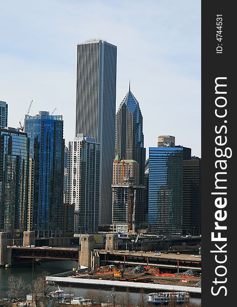 The high-rise buildings in Chicago