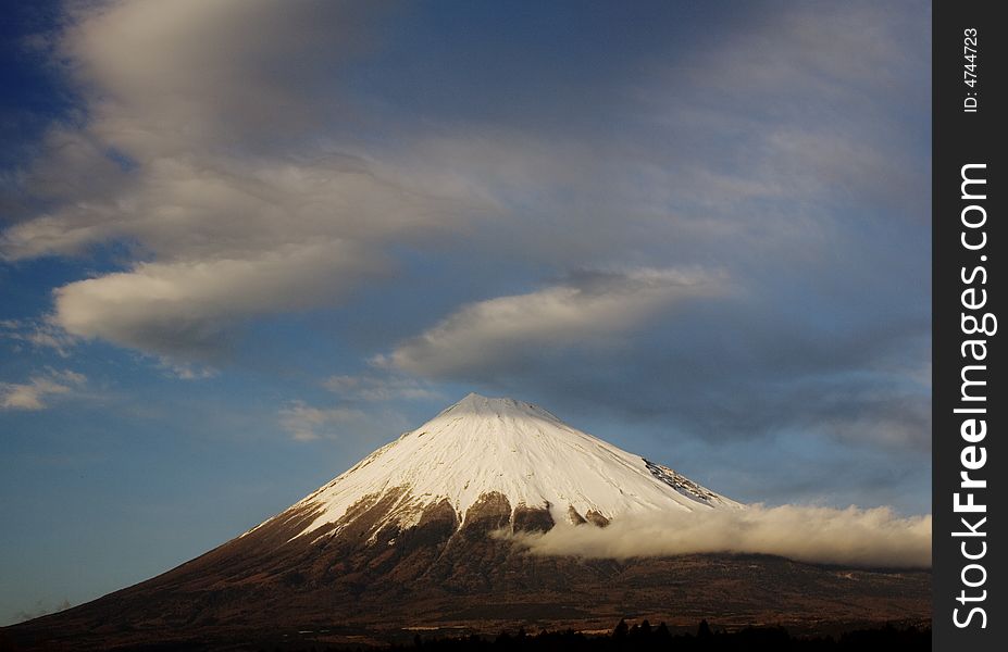 Mount Fuji over in clouds. Mount Fuji over in clouds