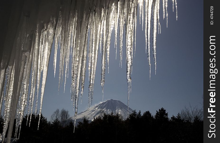 The veiw Mt, fuji from the many icicle. The veiw Mt, fuji from the many icicle