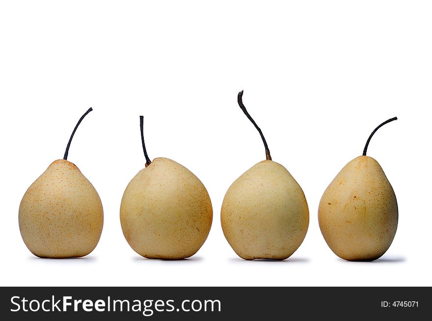 Four Pears Over White Background