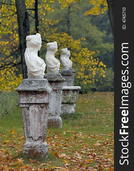 Sculpture in the park, deep autumn