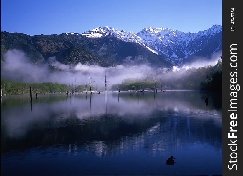 Lake taisho of moning in Kamikocdhi. Lake taisho of moning in Kamikocdhi