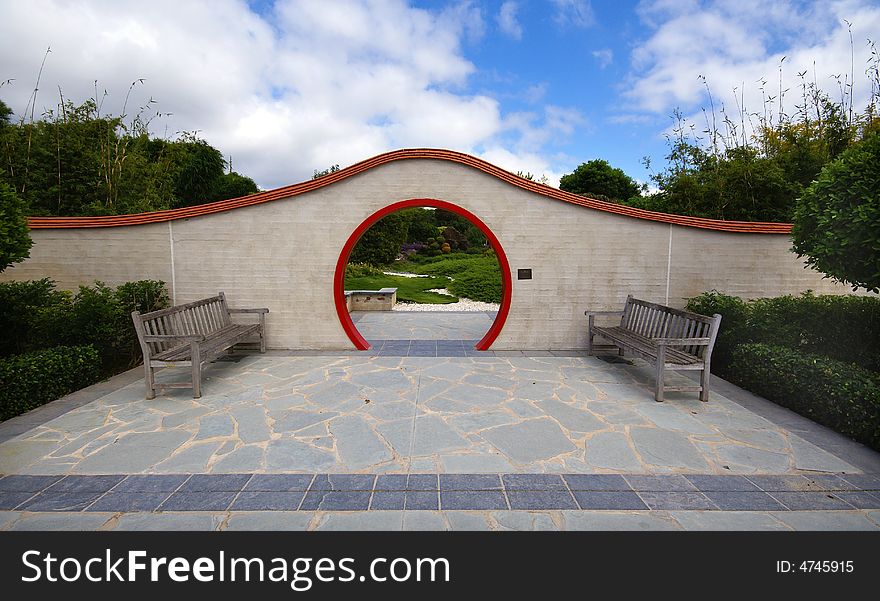 Entry gate to Asian garden â€“ Hole in wall. Entry gate to Asian garden â€“ Hole in wall