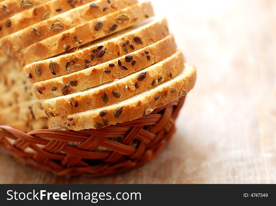 Loaves of bread in a basket high resolution image