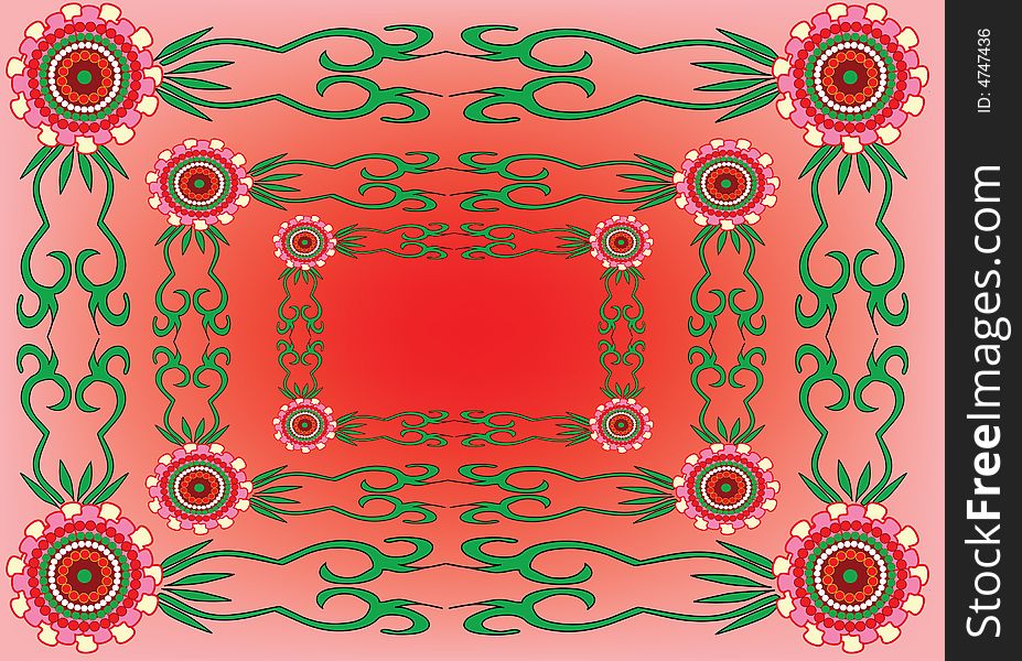 Abstract decoration on red background