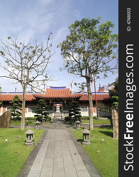 One of the gates of Lian Shan Shuang Lin Monastery in Singapore. It is the oldest Buddhist Monastery in Singapore and is gazetted as a National Monument. One of the gates of Lian Shan Shuang Lin Monastery in Singapore. It is the oldest Buddhist Monastery in Singapore and is gazetted as a National Monument