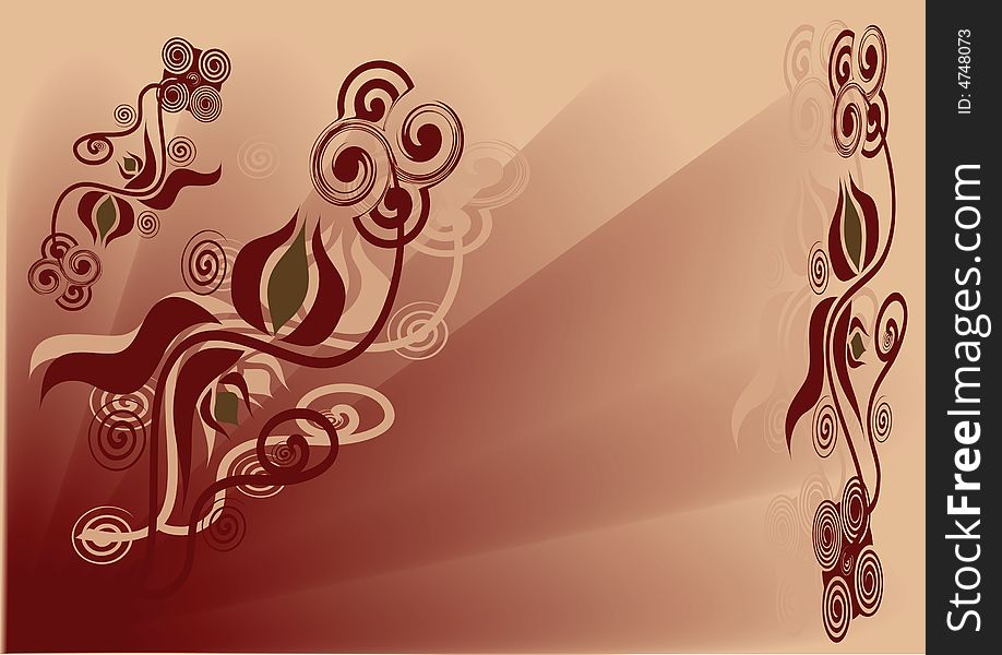 Decorative abstract on brown background. Decorative abstract on brown background