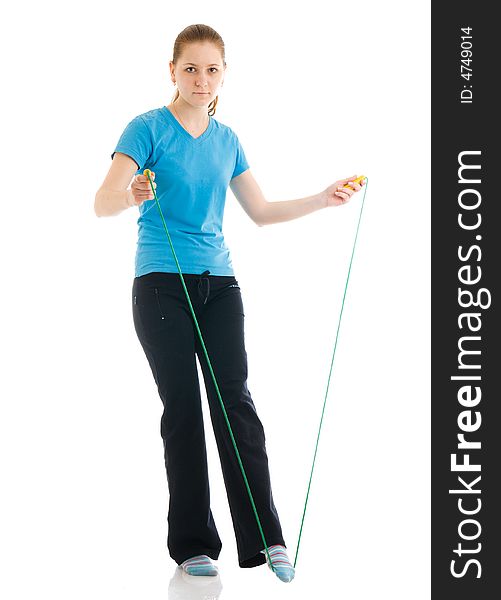 The Young Woman With The Skipping Rope Isolated