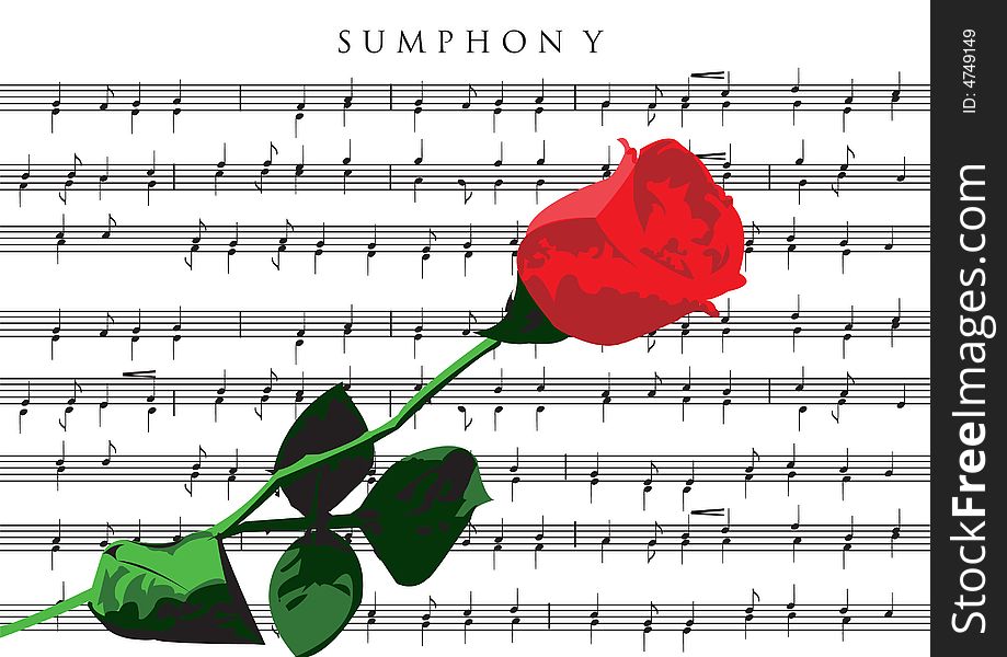 Vector illustration of musical symbols with a rose. Vector illustration of musical symbols with a rose