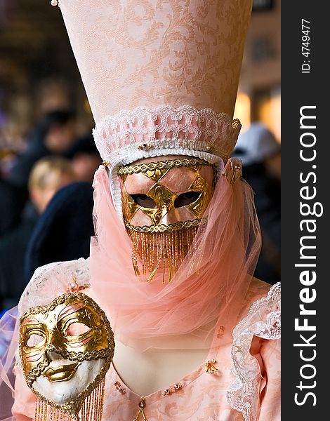 Pink mask in Venice, Italy. Pink mask in Venice, Italy.