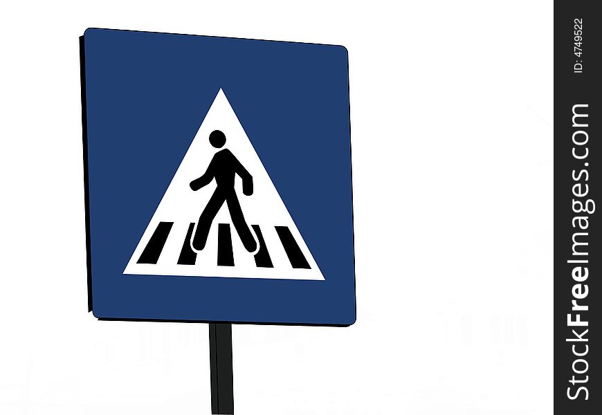 Pedestrian crossing traffic sign on white background. Pedestrian crossing traffic sign on white background