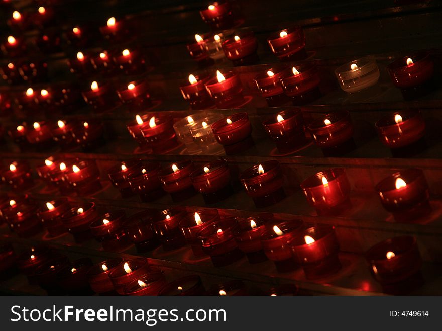 View of candles, that represent people's wishes.