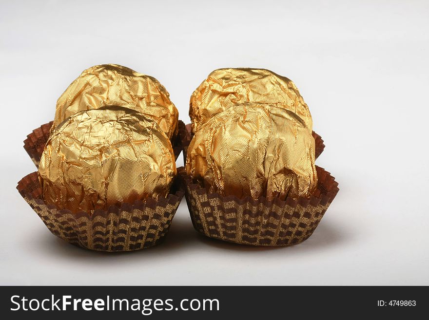 Chocolate truffles in foil wrap