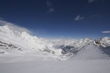 Snowy Mountain Landscape In Switzerland Royalty Free Stock Photo