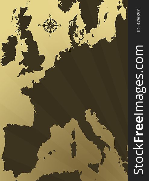 Old grunge Europe map illustration