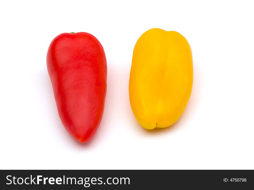 Red and yellow baby sweet peppers