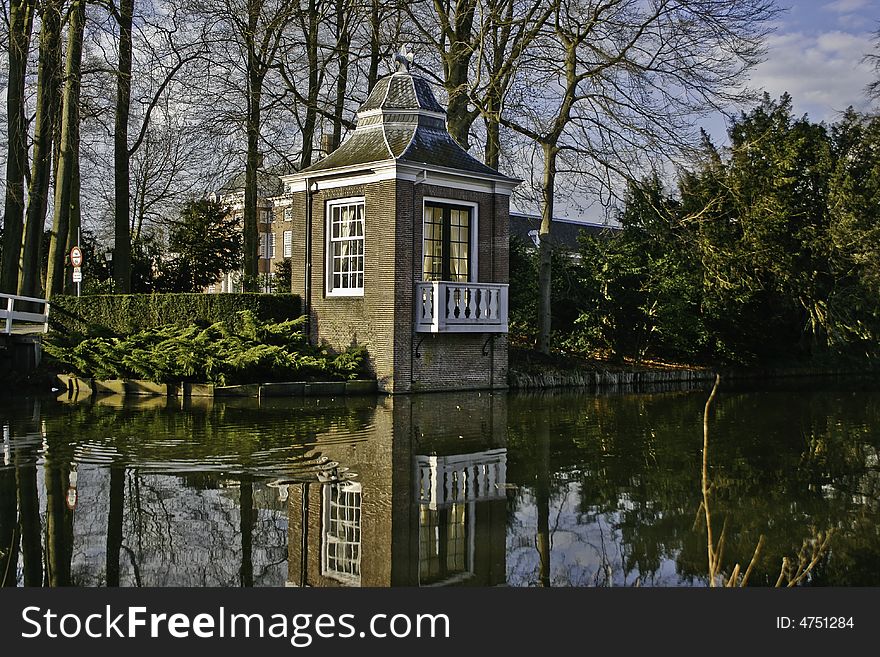 A Teahouse in the garden of Castle Zeist near the water. A Teahouse in the garden of Castle Zeist near the water