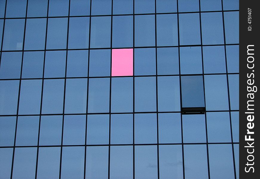 Pink window on Blue Pattern
