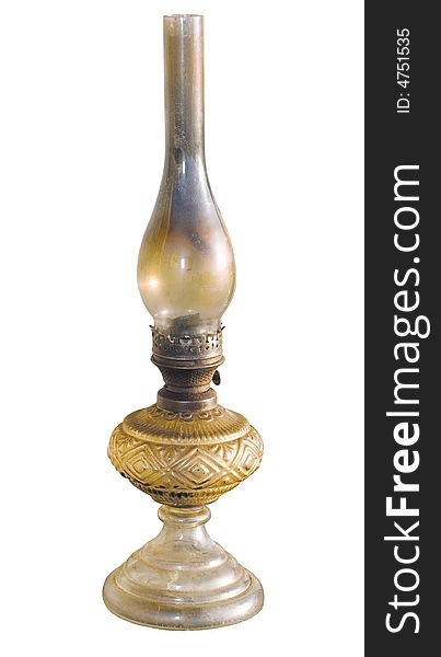 Oil lamp isolated gold and glass