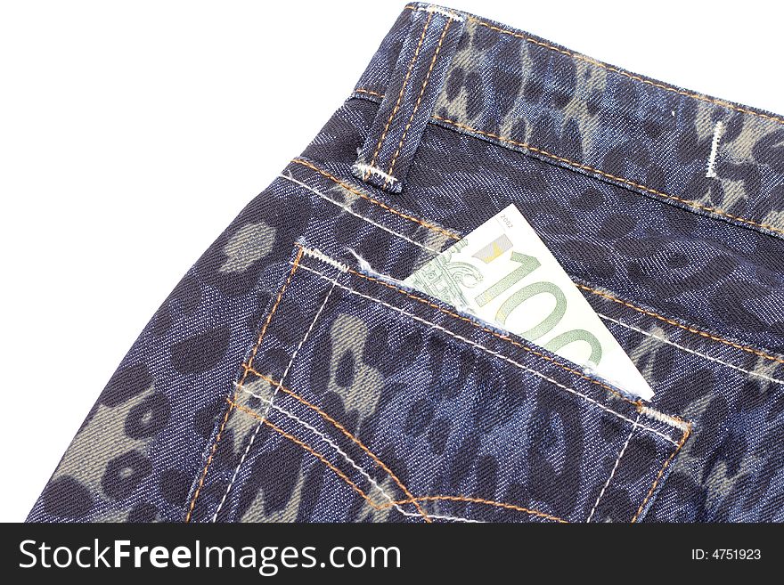 Euro money in a pocket of jeans