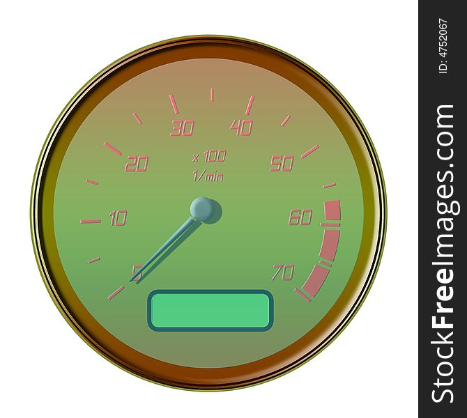 Stylized odometer with the red digits and black pointer. Stylized odometer with the red digits and black pointer