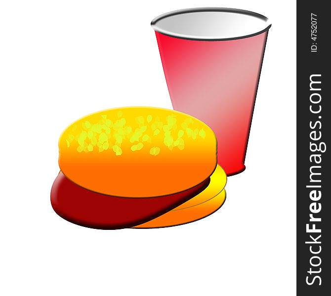 Illustration of the hamburger and drink. Illustration of the hamburger and drink
