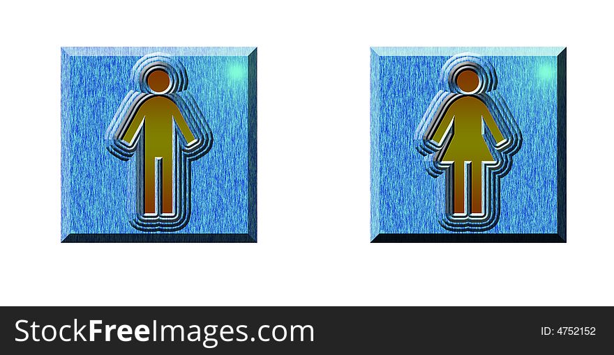 Tiles with the woman and man signs. Tiles with the woman and man signs