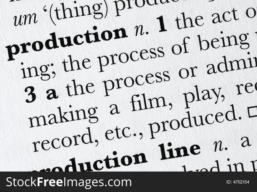 Production Word Dictionary Def Free Stock Images & Photos 4752154