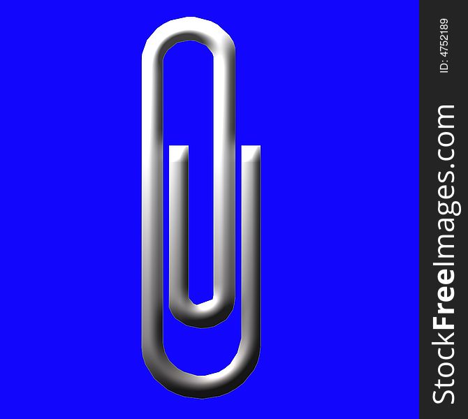 Illustration of the silver paper clip on the blue background