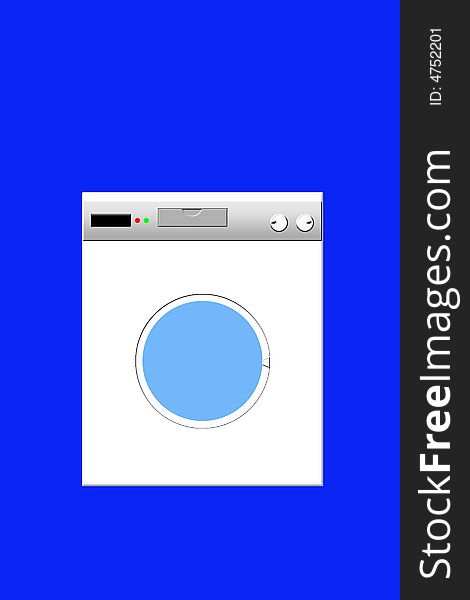 White washing machine on the blue background