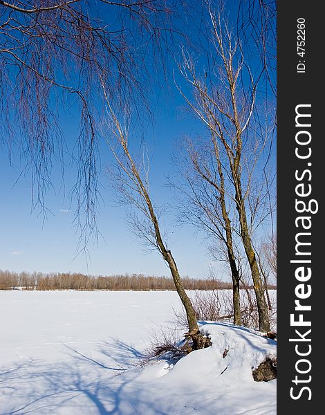 View series: cold winter iced river landscape. View series: cold winter iced river landscape