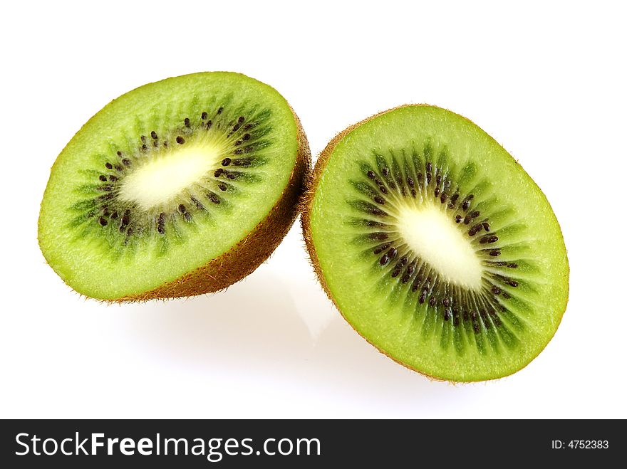 Two Slices Of Fresh Juicy Kiwi Fruit