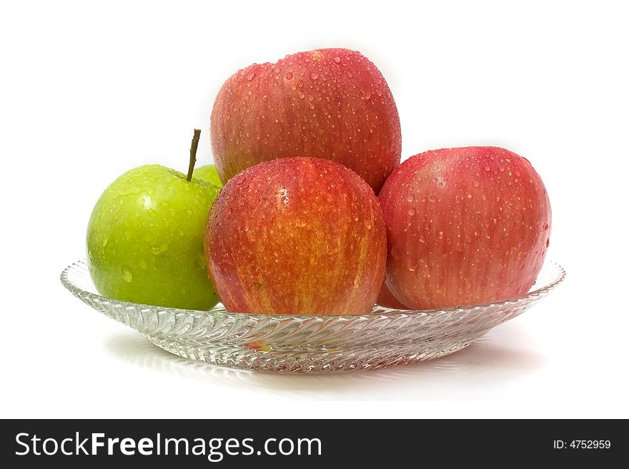 Green apples and red apples in a plate. Green apples and red apples in a plate