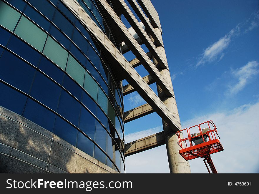 High rise office building with crane. High rise office building with crane