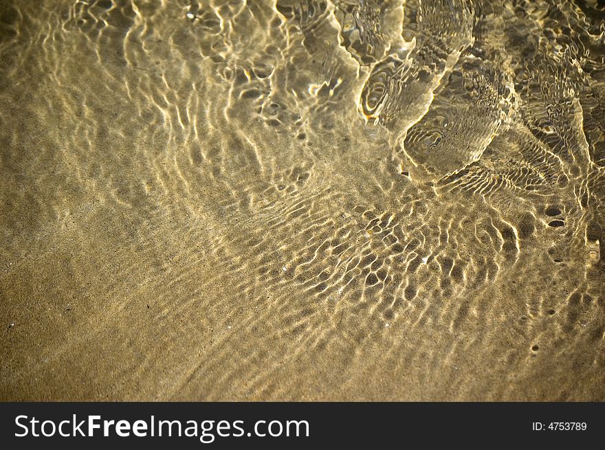Close up of rippling water on sand. Close up of rippling water on sand