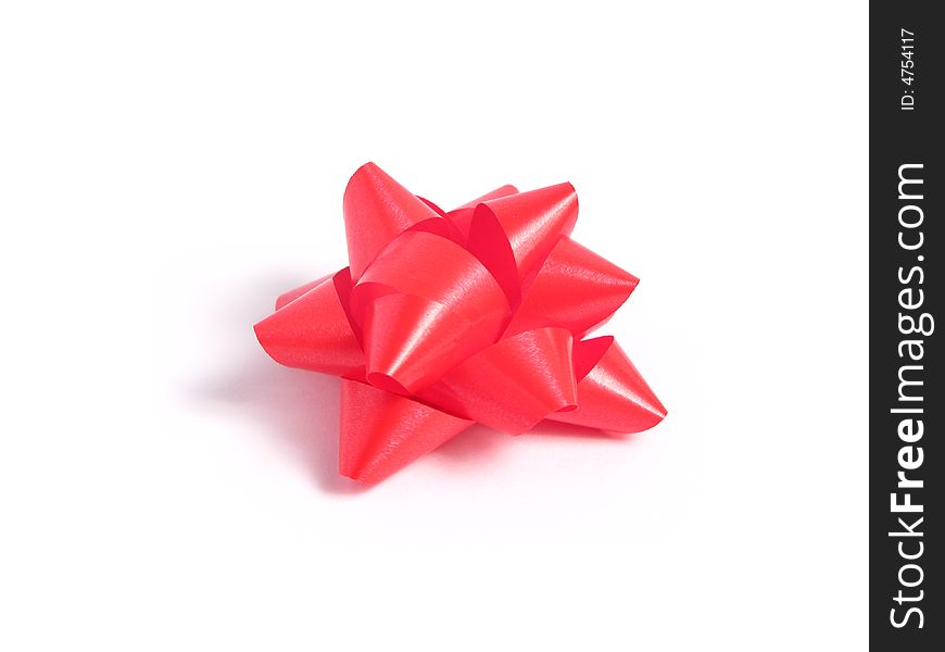 Red gift Bow in white background.