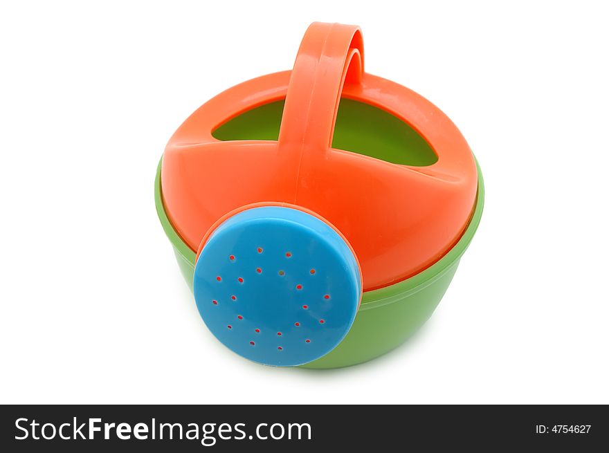 Child's plastic watering-pot toy. Bright coloured. Child's plastic watering-pot toy. Bright coloured.