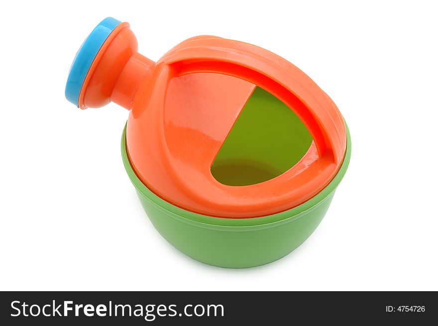 Child's plastic watering-pot toy. Bright coloured. Child's plastic watering-pot toy. Bright coloured.