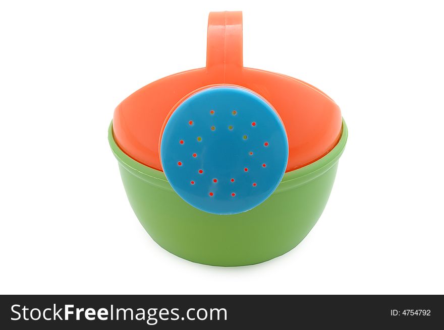 Child's plastic watering-pot toy. Bright coloured. Child's plastic watering-pot toy. Bright coloured.