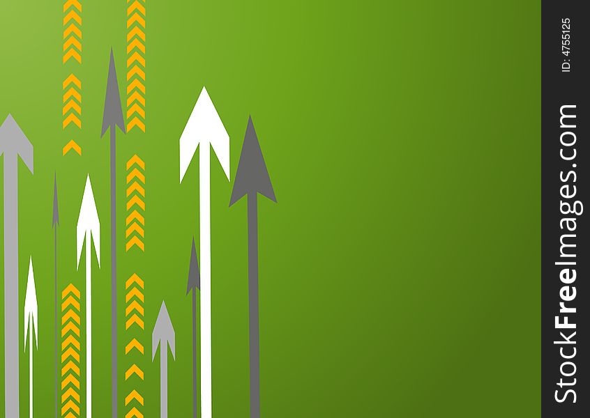 Lots of arrows vector illustration on green