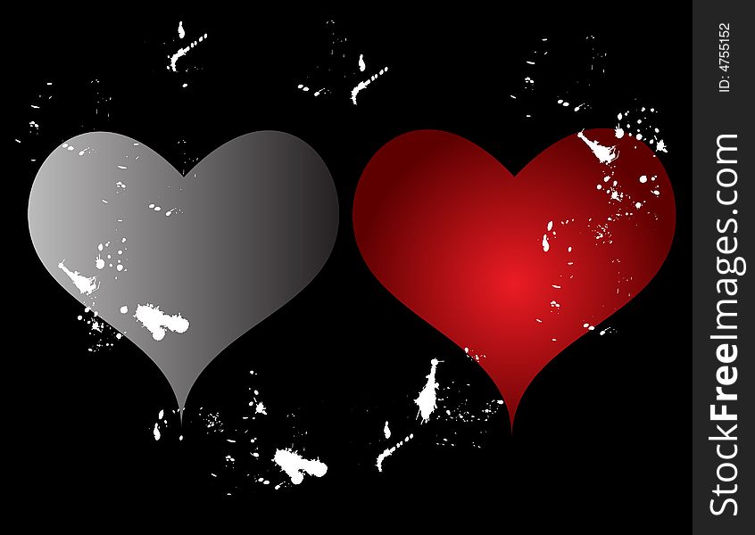 Love in heart on black