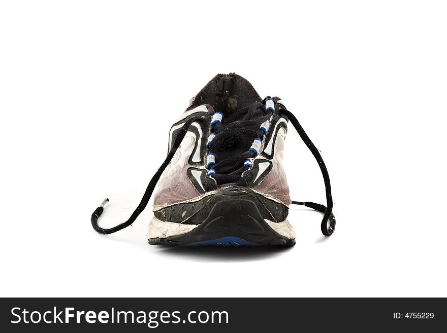 Old grungy Running Shoes isolated on white background. Old grungy Running Shoes isolated on white background