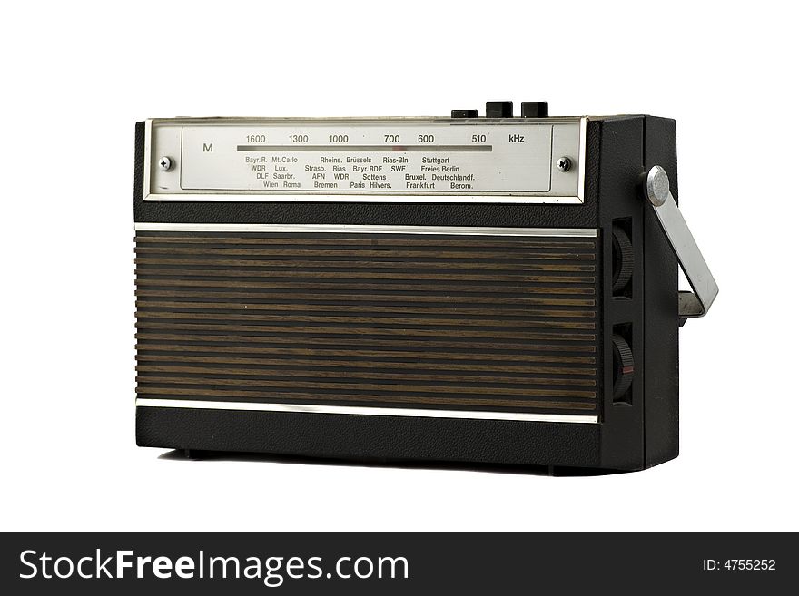 Old fashion retro style radio isolated on white background. Old fashion retro style radio isolated on white background